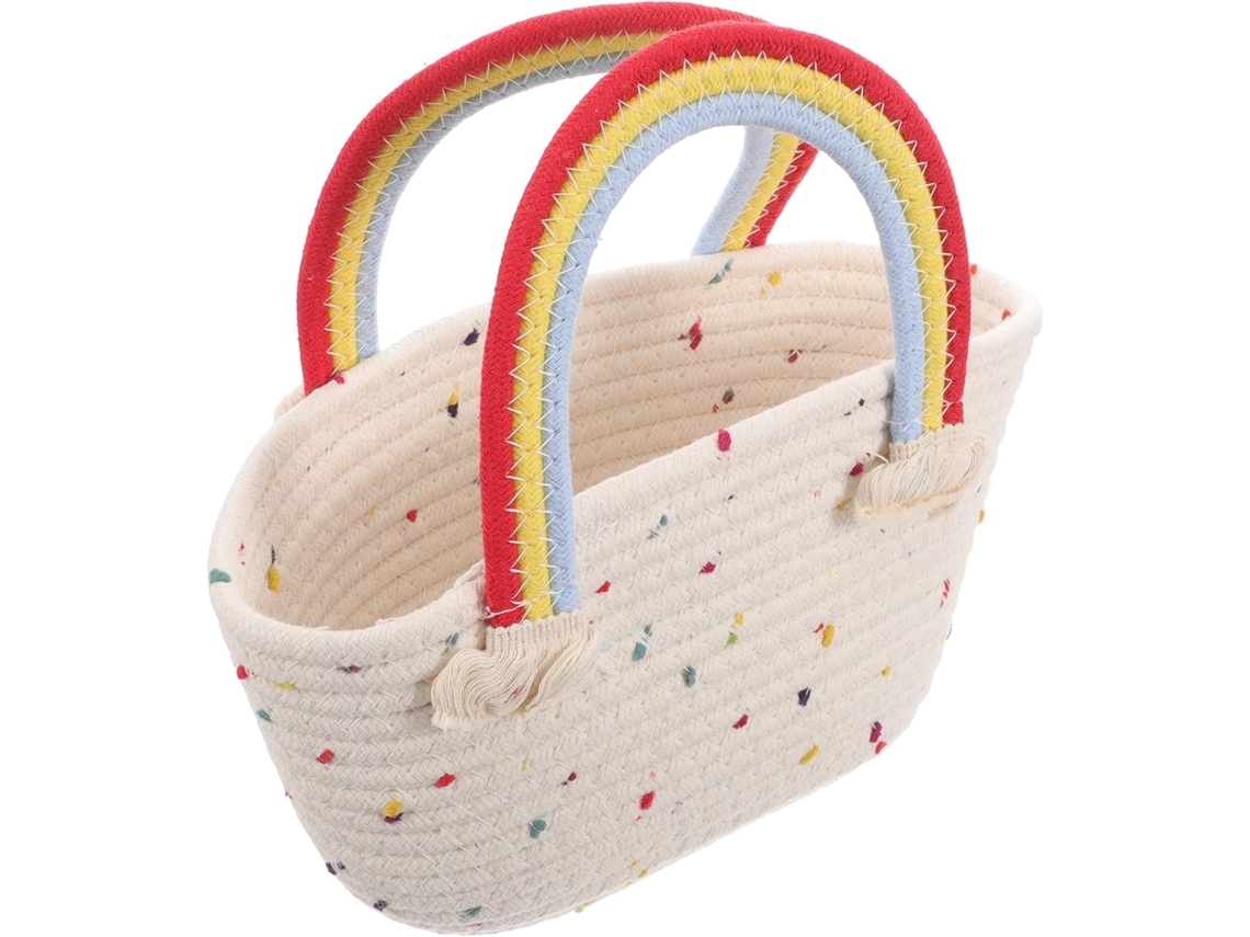 Bolsa Ciieeo Trançada Com Alças Coloridas, Feita De Fio De Algodão Resistente E Portátil, Ideal Para Mulheres.