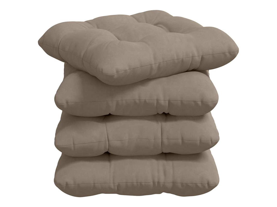 Cojines Para Asiento 4 Uds Taupé 40 X 40 Cm Tela De Microfibra