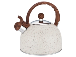 MEOIRUERY Tetera de acero inoxidable con mango de grano de madera, silbadora, para té, café, leche, uso en vitrocerámica o gas