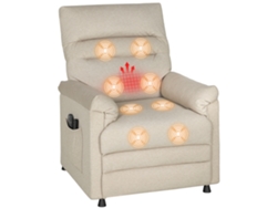 Sillón Relax Reclinable Eléctrico Con Calor Lumbar Masaje Vibración Motor Silencioso Función De Memoria Beige