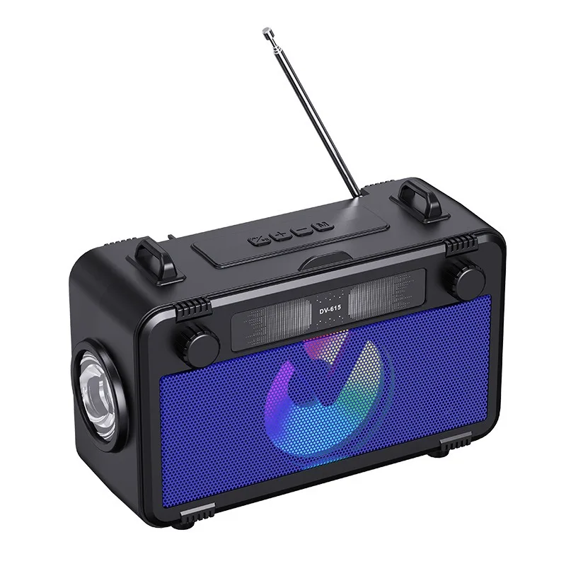 Radio Portátil Recargable Con Energía Solar (azul), Altavoz Bluetooth 5.3, Linterna Led, Tarjeta Tf Y Reproductor De Música Usb.
