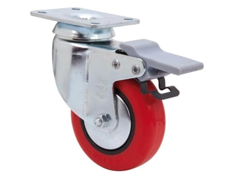 Rueda giratora placa freno 10bhfd60cp-ppia poliamix-poliur.rojo eje liso ALEX