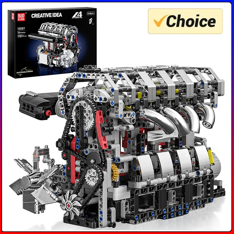 Blocos De Montar Elétricos Com Motor A Gasolina L4 - Série Moc De Tecnologia - Brinquedo Quebra-cabeça