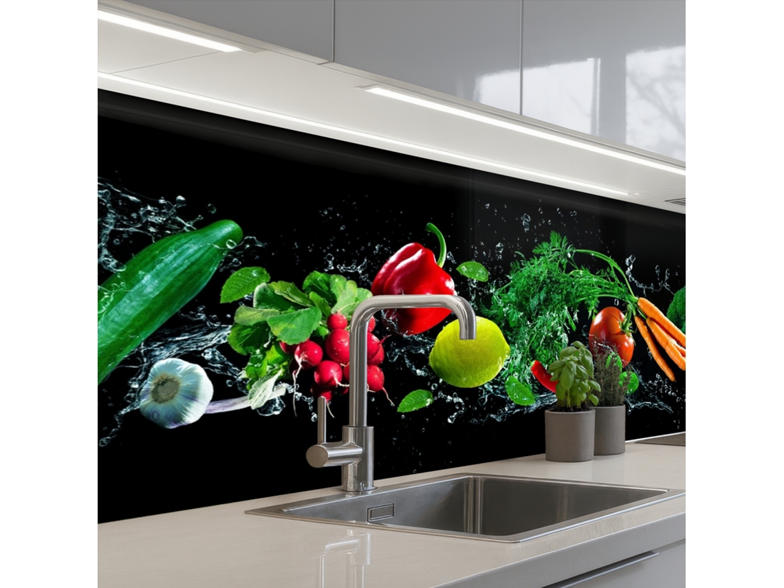 Paneles protectores antisalpicaduras para cocina de verduras - Negro 250x80 cm