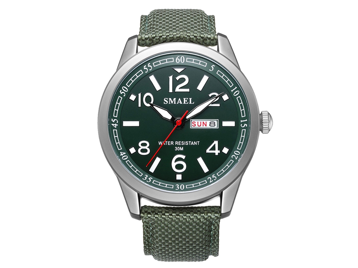 Reloj Electrónico De Cuarzo Para Hombre, Resistente Al Agua, Con Correa De Nailon, Smael (verde Militar).
