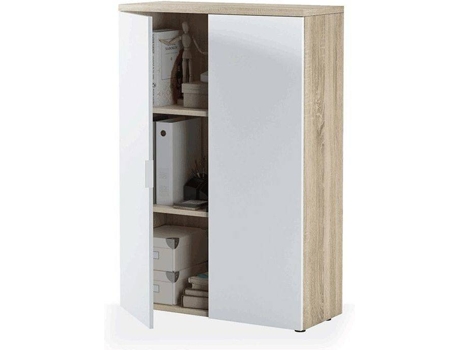 Armario HABITDESIGN Office (Blanco Artik - Roble Canadian - Melamina - 80 x 119 x 32,5 cm)