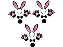 Disfraz de conejo negro de 3 piezas para niños y niñas, accesorios para fiestas, orejas y lazo.