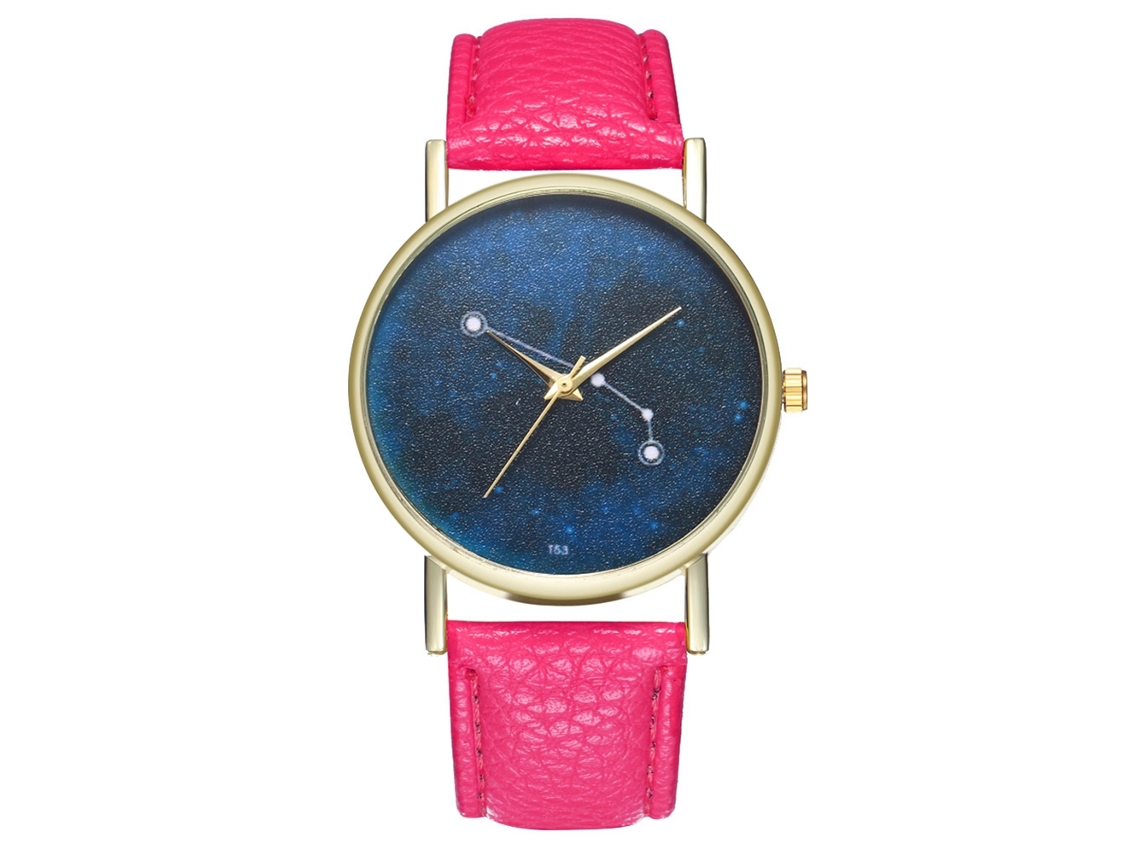 Reloj Simple Moda Mujer Hombre Correa Cuero Pu Reloj De Pulsera De Quartzo Rojo Rosa