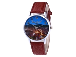 Reloj De Pulsera Analógico De Aleación Con Bisel Redondo Y Movimiento De Cuarzo, De Moda, Para Hombre Y Mujer (color Café).