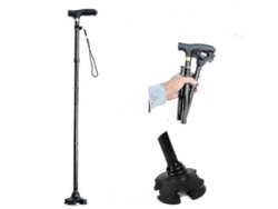 Bastón plegable Alpenstock para personas mayores, bastón de trekking ajustable con luz