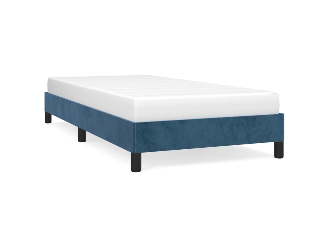 Cama con Plataforma de Terciopelo Azul Oscuro (90x190 cm)