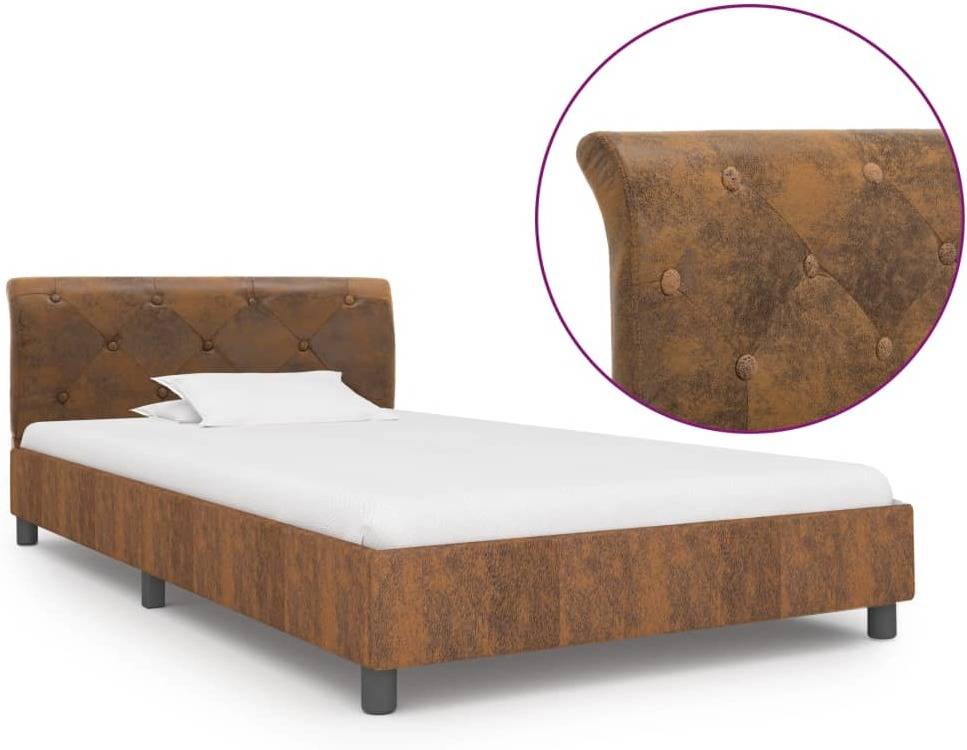 Cama VIDAXL 284888 Suede Artificial Marrón (Compatible con Colchón: 90x200 cm)