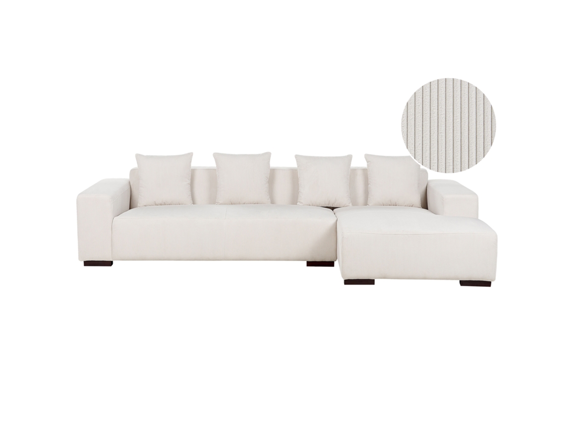 Sofá esquinero BELIANI Lungo de Pana Blanco 285x160x62