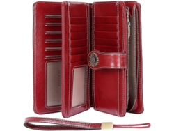 2026-cartera De Cuero Para Mujer Grande Con Muchos Compartimentos Y Protección Rfid Rojo