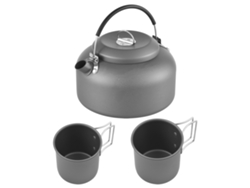 Hervidor De Camping De 1,4 L Con Vasos Metálicos De 450 Ml Y 250 Ml Para Hervir Agua, Estilo Mochilero, Aluminio Anodizado.