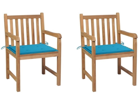 Conjunto 2 Silla de exterior VIDAXL Azul Teca (58x60x90 cm)