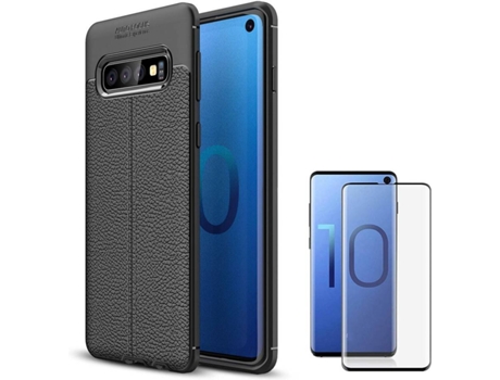 Carcasa y Protector Samsung S10 Rugged Leather Negro