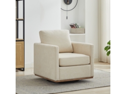 Sillón Giratorio Tapizado De 4 Plazas, Con Rotación De 360°, Color Beige.