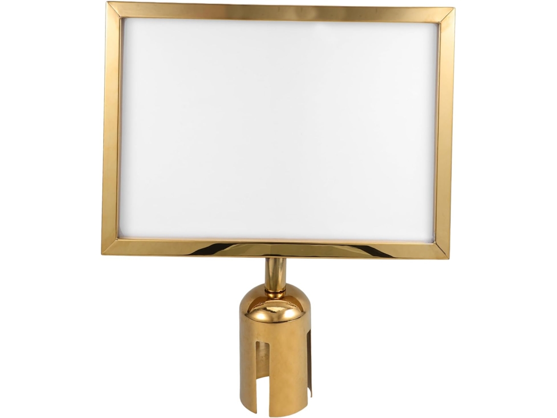 Soporte Para Carteles De Acero Inoxidable Dorado Tamaño A4 Para Montaje En Poste, Ideal Para La Gestión De Multitudes.