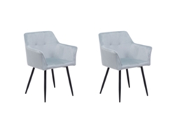 Conjunto de 2 cadeiras estofadas BELIANI Jasmin de Veludo Cinzento 60x49x91