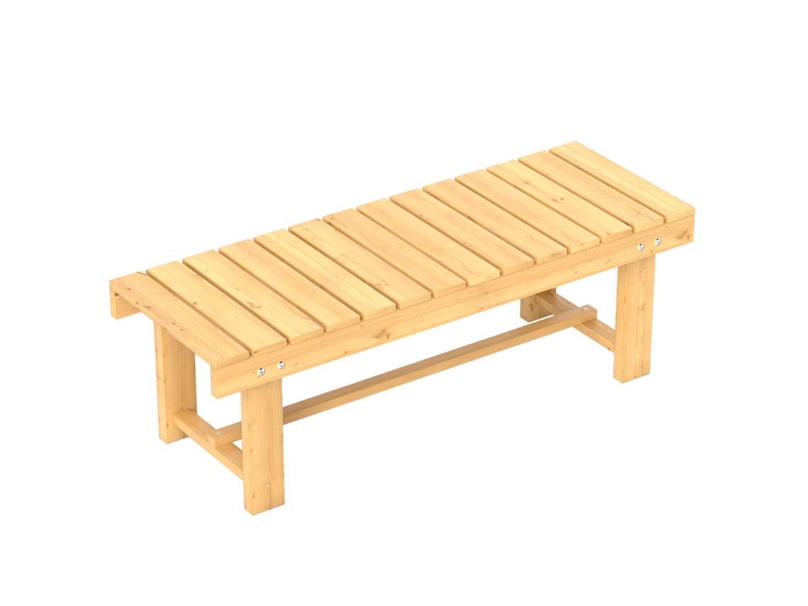 Banco De Madera Para 2 Personas, 110x38x35cm, Impermeable, Acabado Natural.