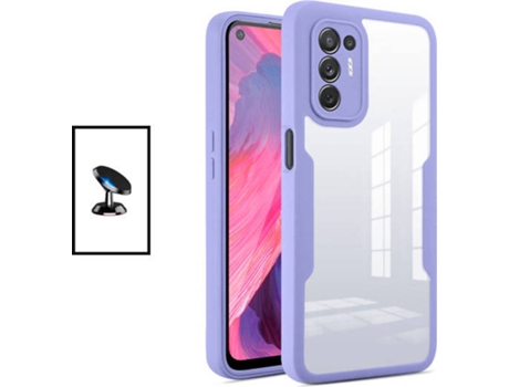 Kit Carcasa Anti-Crash 360 Protection + Soporte Magnético de Coche para Oppo Reno5 Z PHONECARE Morado