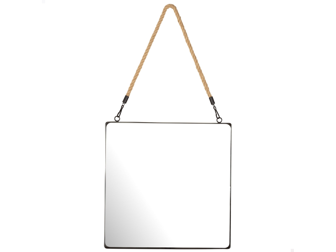 Espejo de pared cuadrado 40x40 cm con marco de metal y cuerda Max Home