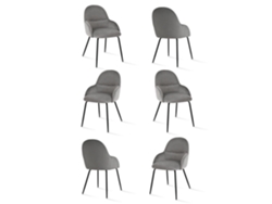 Sillas De Comedor Goeurvant 1438(pack De 6, Gris Claro, Terciopelo)