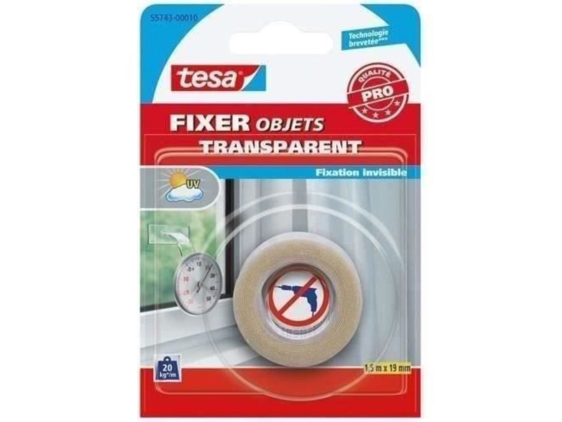 Fijación De Objeto Doble Cara Tesa Transparente 1,5mx19mm