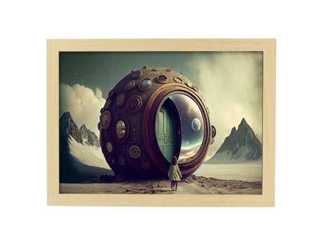 NACNIC Poster Casa Redonda En Estilo Surrealismo Cinematográfico Ilustraciones Y Grabados De Historieta Abstracta Y Artística A4 Marcos Madera
