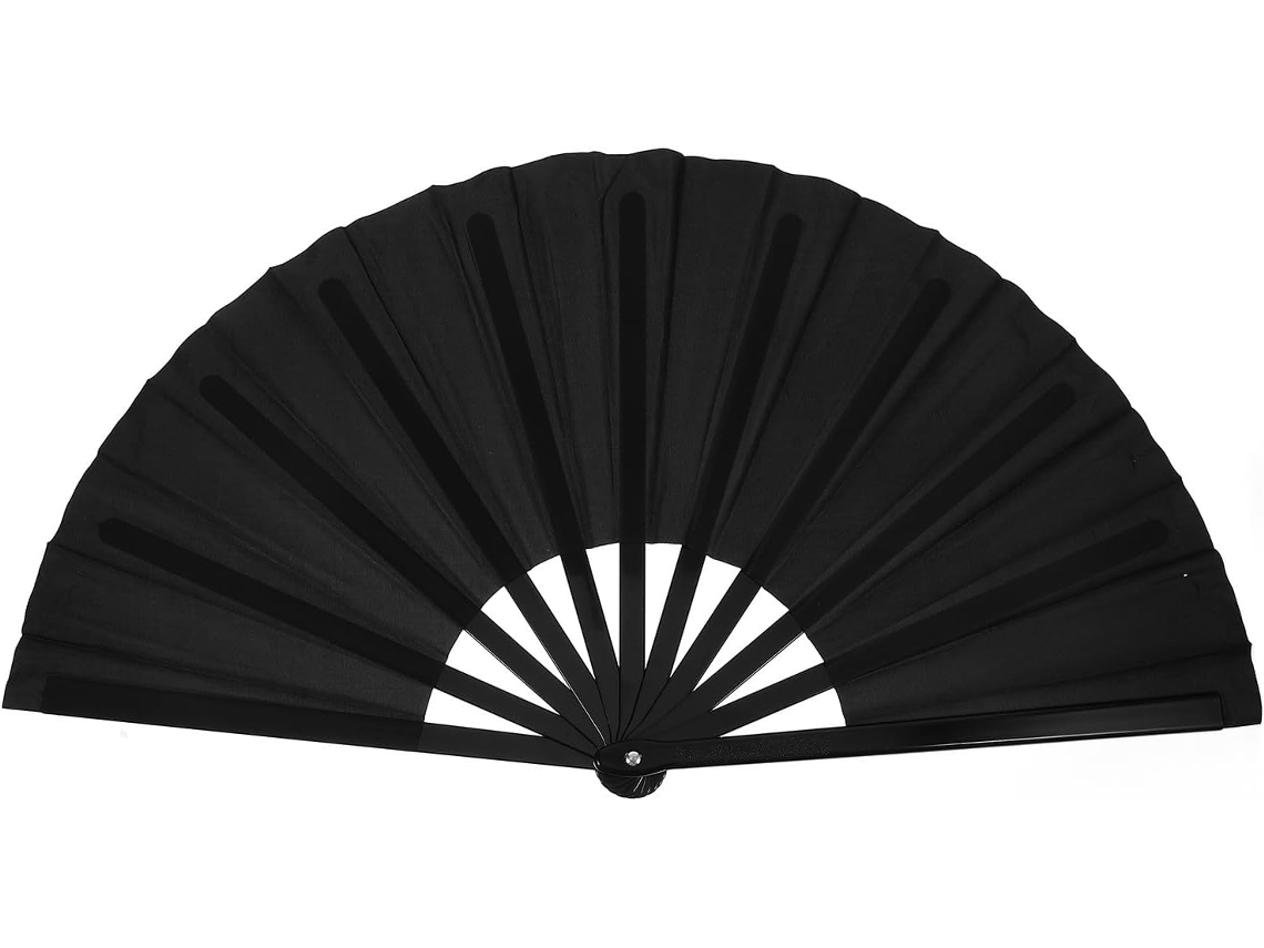 Abanico Plegable Negro Estilo Chino Antiguo Ventilador Portátil Abs Poliéster Fácil Transportar Accesorio