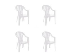 GARBAR PALMA Set 4 Silla Con Brazos Interior Exterior Blanco