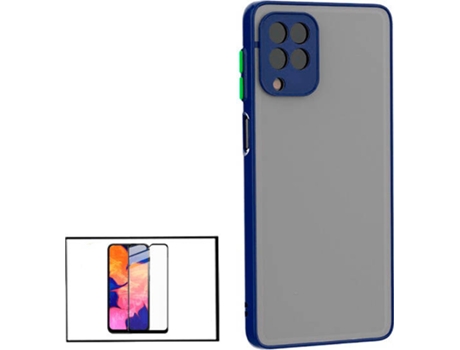 Kit Funda Antichoque y Película 5D Full Cover y Soporte Magnético de Coche L Safe Driving Samsung Galaxy A12 PHONECARE Azul