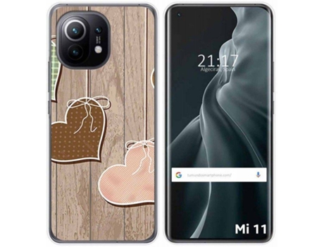 Carcasa Xiaomi Mi 11 5G TUMUNDOSMARTPHONE Corazones Madera Multicolor