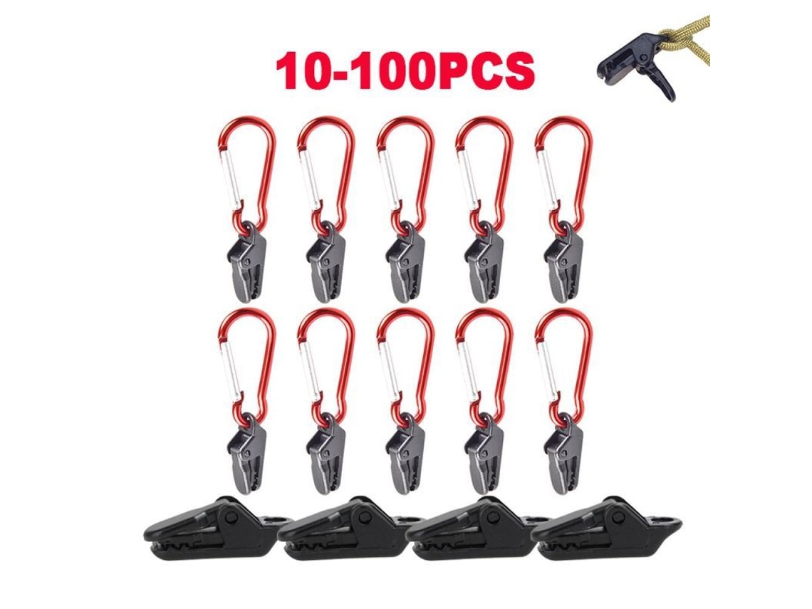 Abrazaderas De Fijación Portátiles Para Carpa Con Mosquetón Y Cuerda Resistente Al Viento Para Campamentos Al Aire Libre 40 Piezas De Clip De Gancho