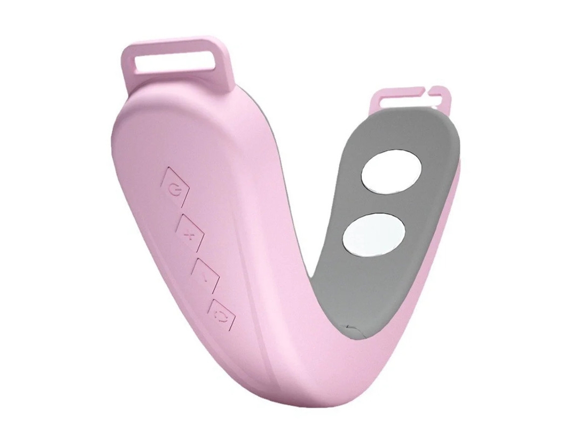 Lifting facial portátil y reductor de papada, 12 niveles de intensidad con 6 modos, masajeador inteligente esculpidor rosa Yizhood