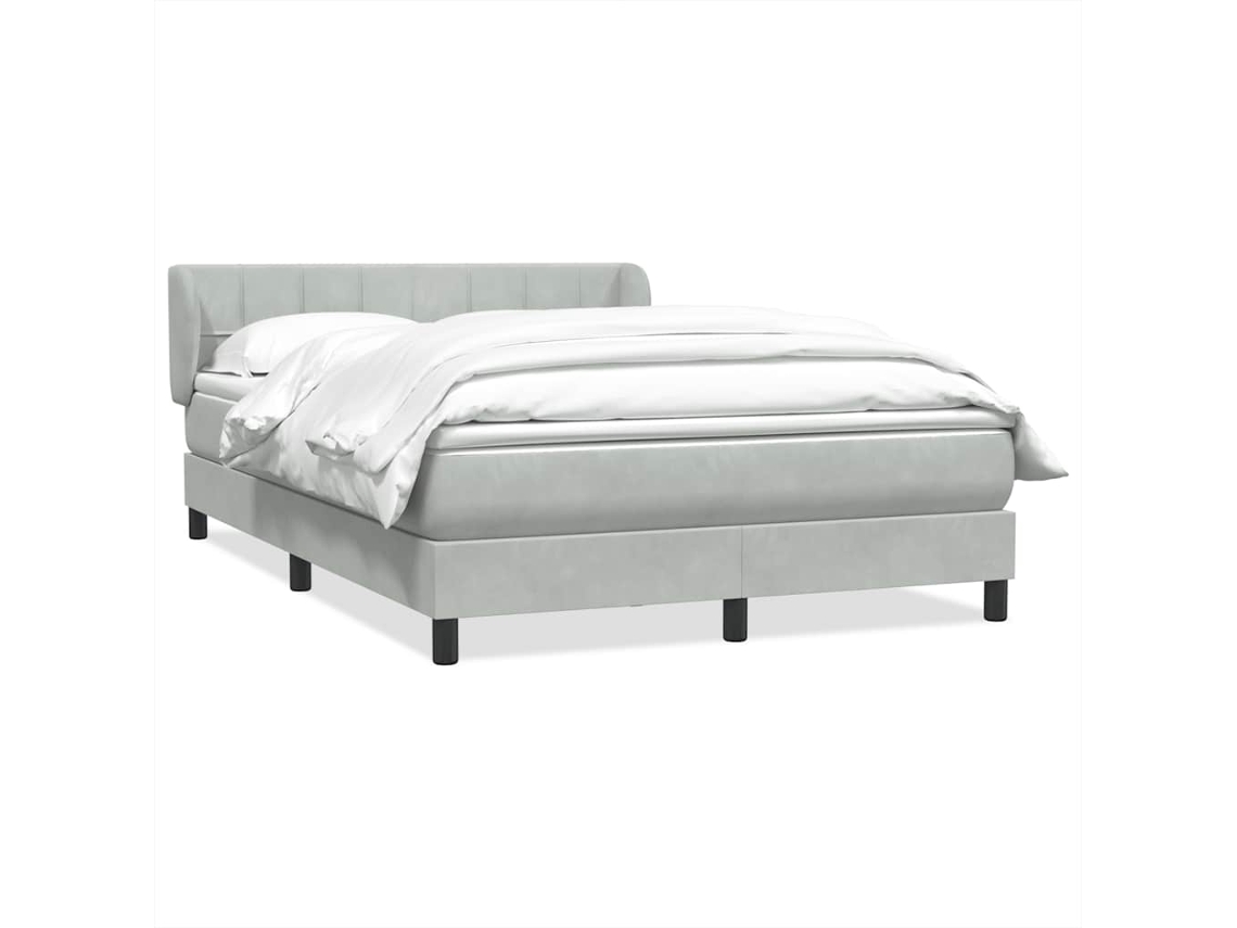 Maison Exclusive - Cama Box Spring Con Colchón Terciopelo Gris Claro 160x210 Cm