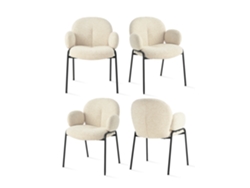 Sillas De Comedor Goeurvant 1235(pack De 4, Beige, Tela)