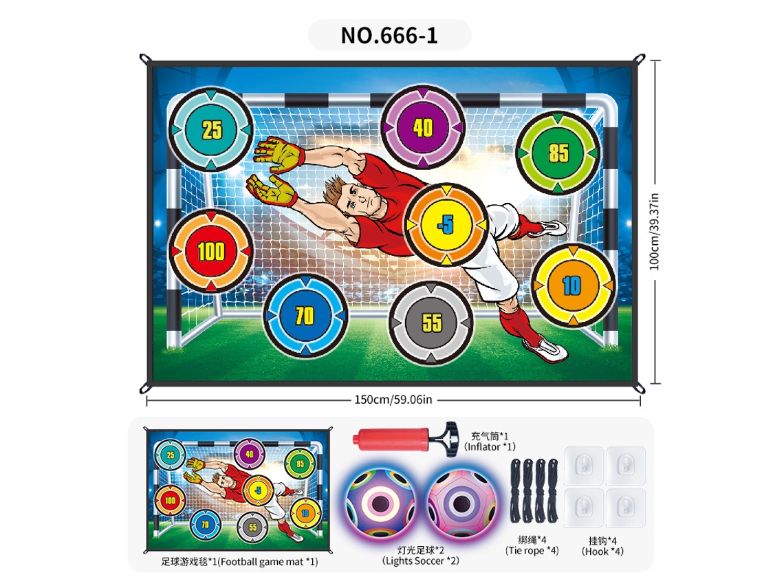 Set de entrenamiento de fútbol con zonas de puntuación y 2 balones luminiscentes de colores Chrui (01)