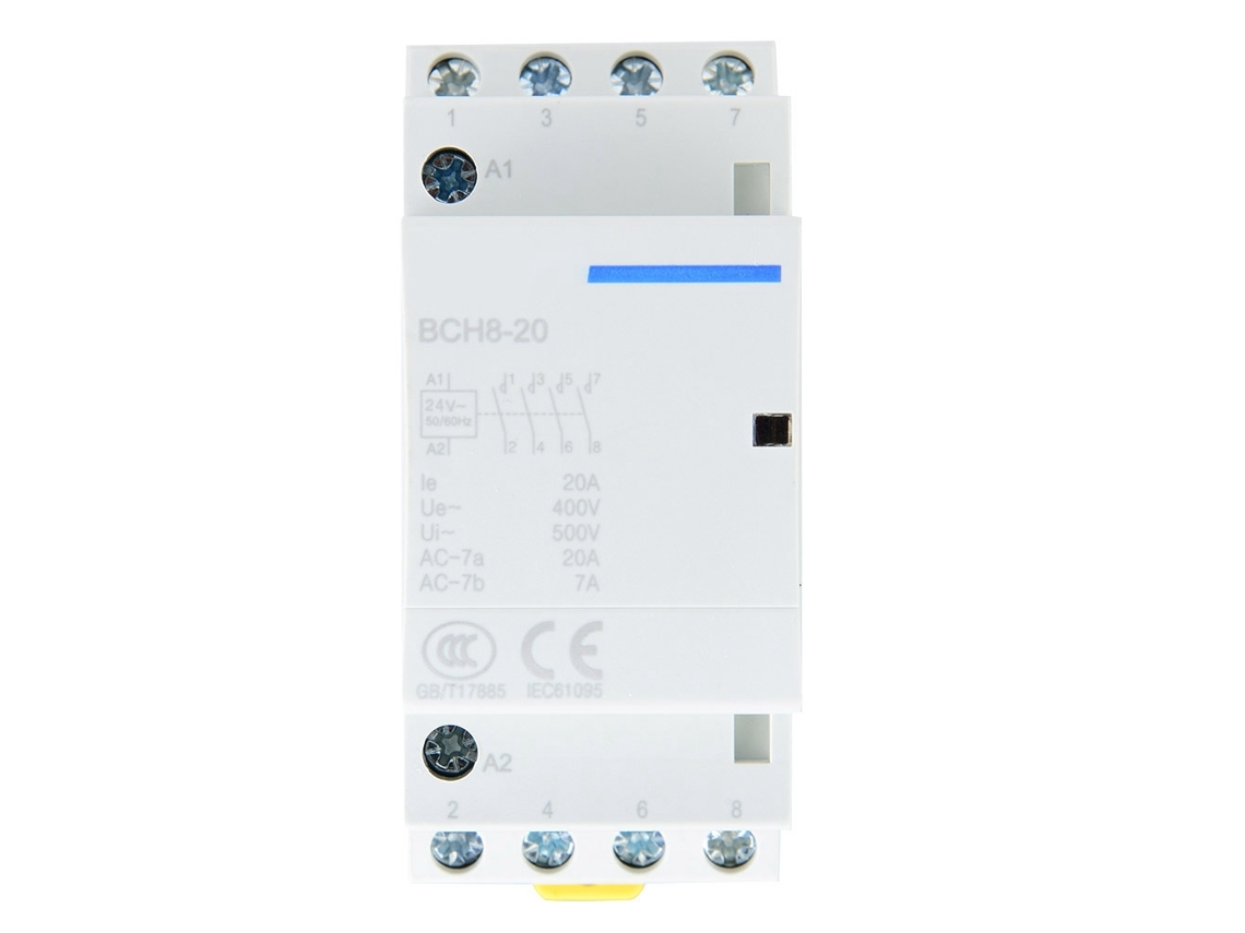 Contacto Ac Doméstico 4p 4no 20a Montaje En Rail Din 24v