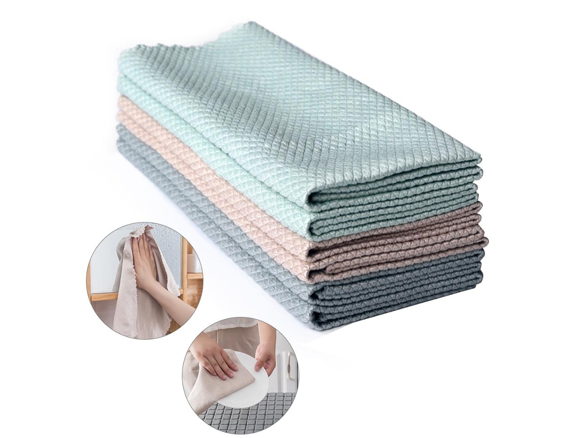 Paño De Limpieza De Cristales Sin Marcas Con Absorbente De Escamas De Pez Y Patrón Antiadherente Para La Cocina Y El Hogar.