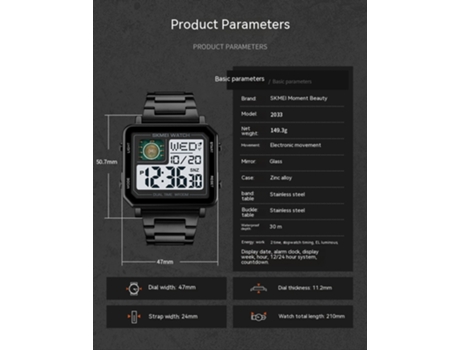 Reloj deportivo digital de esfera grande para hombre con reloj cuadrado LED resistente al agua, dorado LUUCOZK