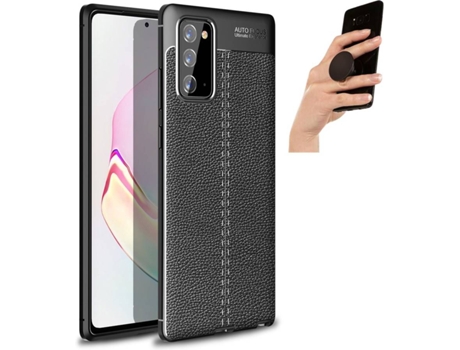 Carcasa y Popsocket Samsung Note 20 Rugged Leather Negro