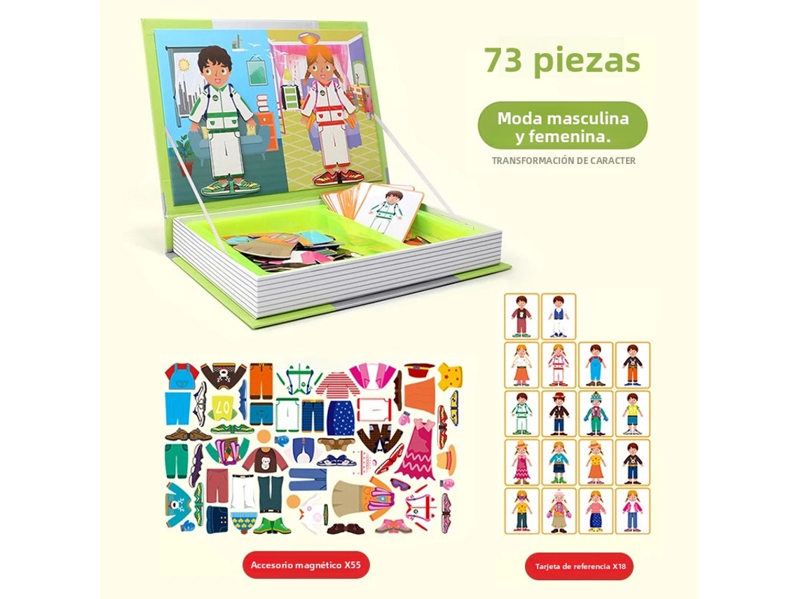 (de Moda) Libro Magnético Educativo Para Niños, Rompecabezas De Dibujos Animados En 3d, Juego De Entrenamiento Cerebral, Juguete