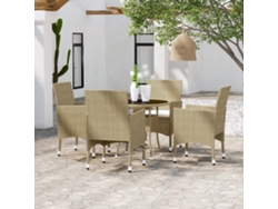 Juego de comedor de jardín de 5 piezas de mimbre sintético beige Dkd Home Decor