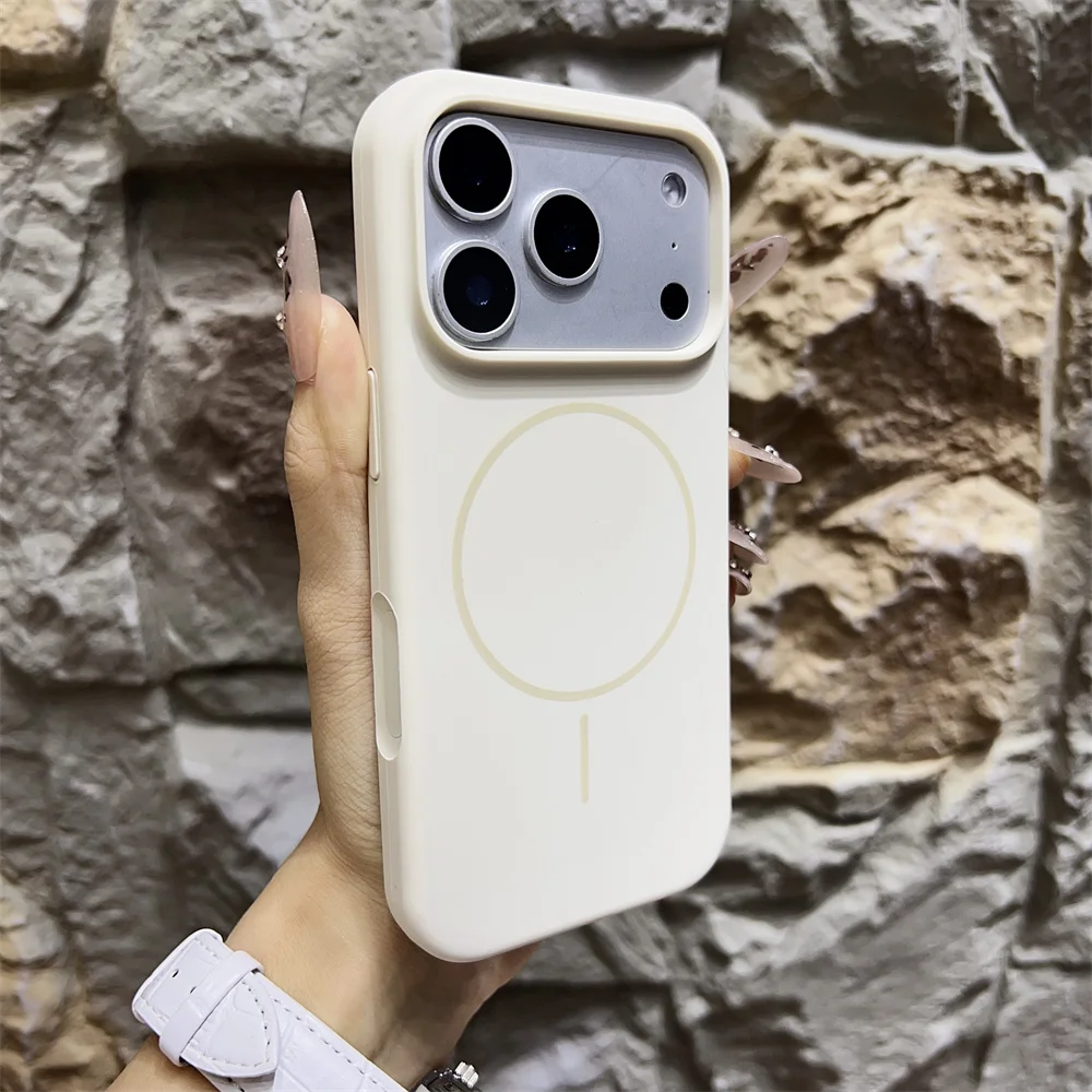 (iphone 17 Pro Max, Blanco Crema) Compatible Con La Funda Magnética Magsafe, Fabricada En Silicona Líquida, Suave Al Tacto.