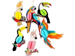 Adornos Colgantes De Pájaros - 6 Estilos - Loros Y Tucanes Hechos A Mano - Brw