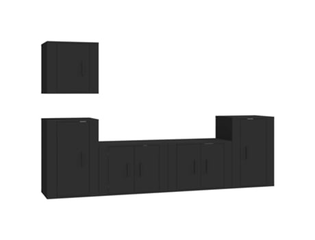 Conjunto 5 de muebles para TV VIDAXL madera contrachapada negro