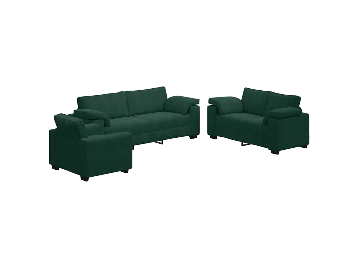 Maison Exclusive - Juego De Sofás Con Cojines 3 Piezas Terciopelo Verde Oscuro