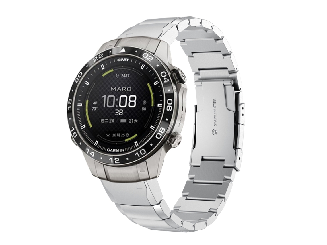Pulseira para Garmin Marq Aviator Gen 2 - Aço Inoxidável - Estampa de Capacete Tartaruga (22mm) Preta